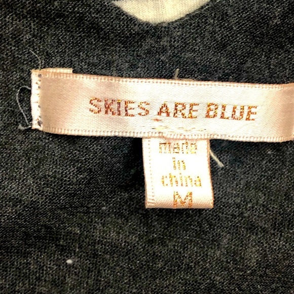 Skies are Blue charcoal gray cream stripe v-neck long sleeve top layer look M - Picture 7 of 10